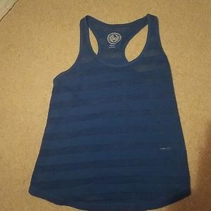 Small, blue, tank top, lace striped sections, new